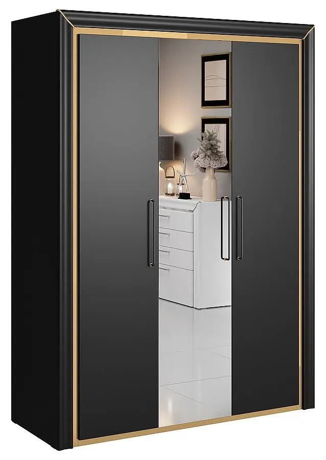 Шкаф Helvetia Arno 3D (Black Matt/Golden)