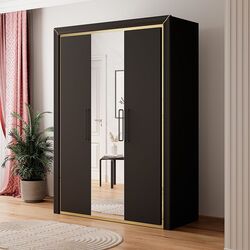 Dulap Helvetia Arno 3D (Black Matt/Golden)