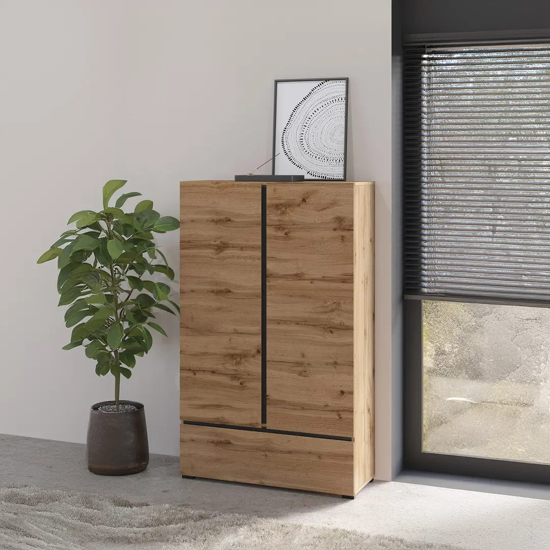 Dulap Helvetia Cross 24N6MY38 (Wotan Oak/Black)