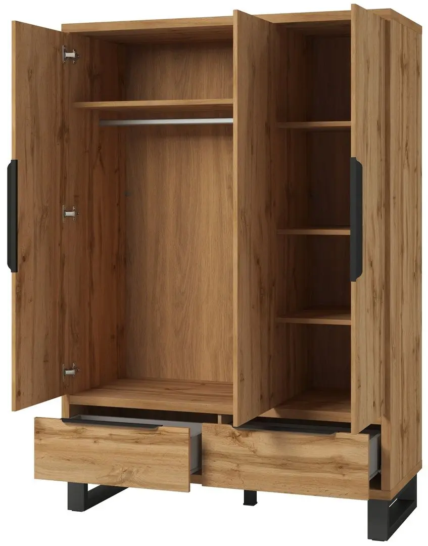 Dulap Helvetia Halle S 3D2SZ 145 cm (Wotan Oak/Black)