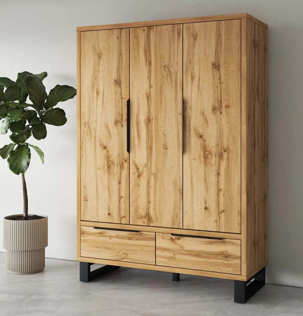 Dulap Helvetia Halle S 3D2SZ 145 cm (Wotan Oak/Black)