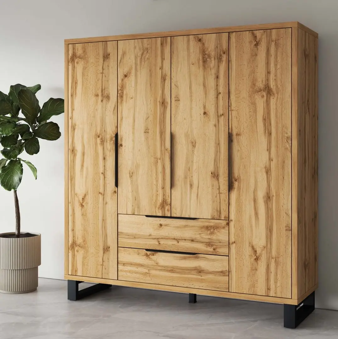Dulap Helvetia Halle S 4D2SZ (Wotan Oak/Black)