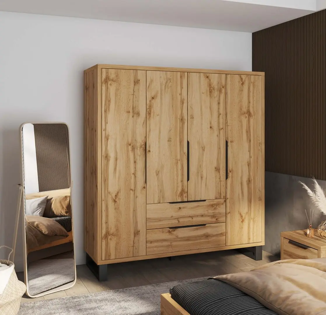 Dulap Helvetia Halle S 4D2SZ (Wotan Oak/Black)