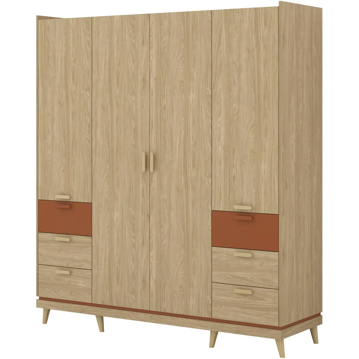Шкаф Helvetia Scandi 24D5OH20 (Oiled Oak/Brick) - 2