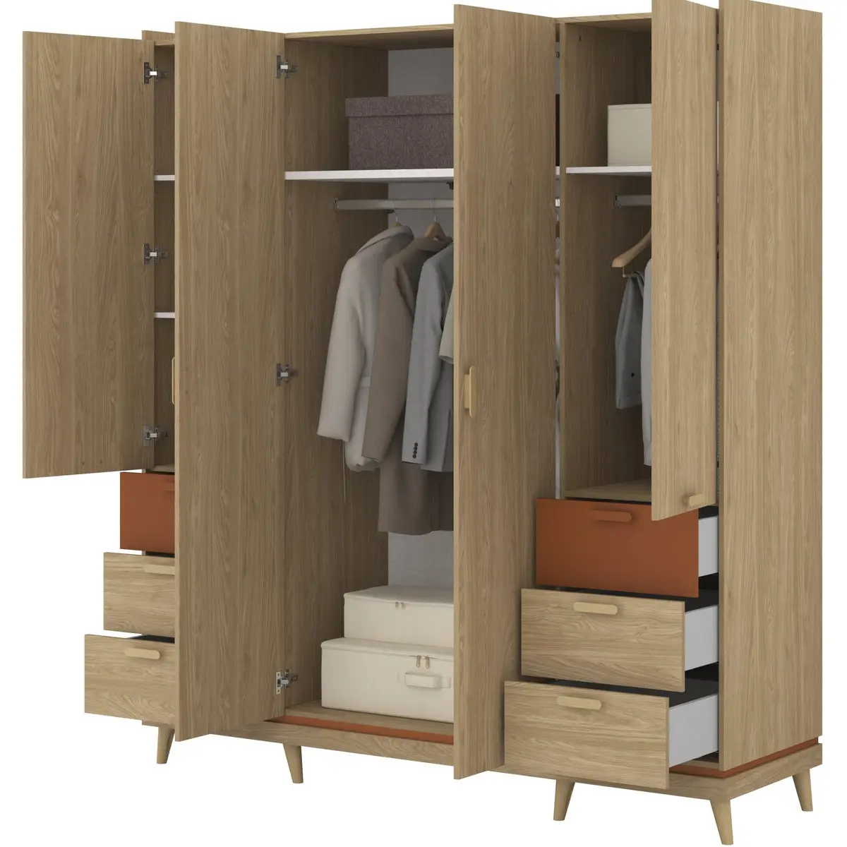 Шкаф Helvetia Scandi 24D5OH20 (Oiled Oak/Brick) - 4