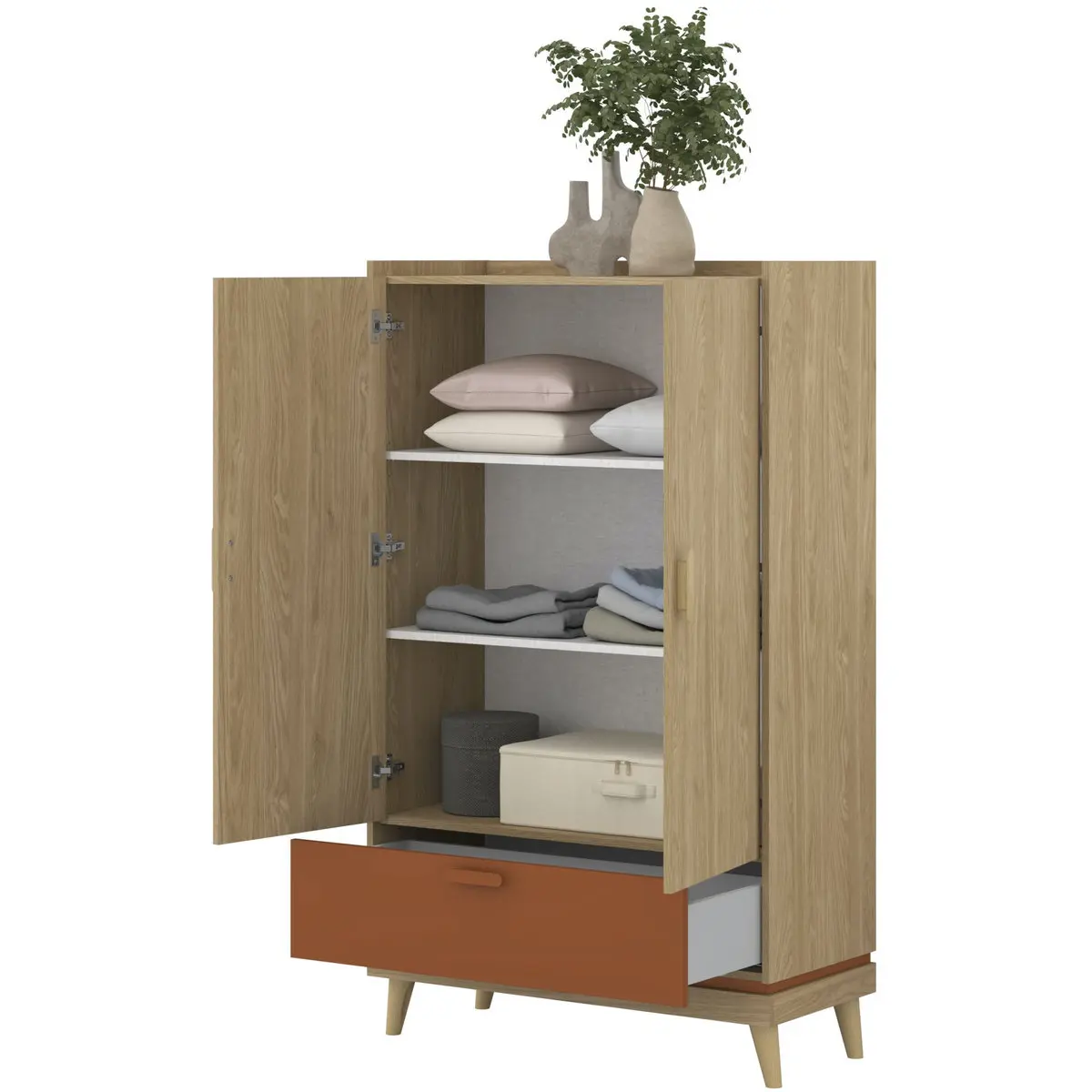 Шкаф Helvetia Scandi 24D5OH38 (Oiled Oak/Brick) - 5