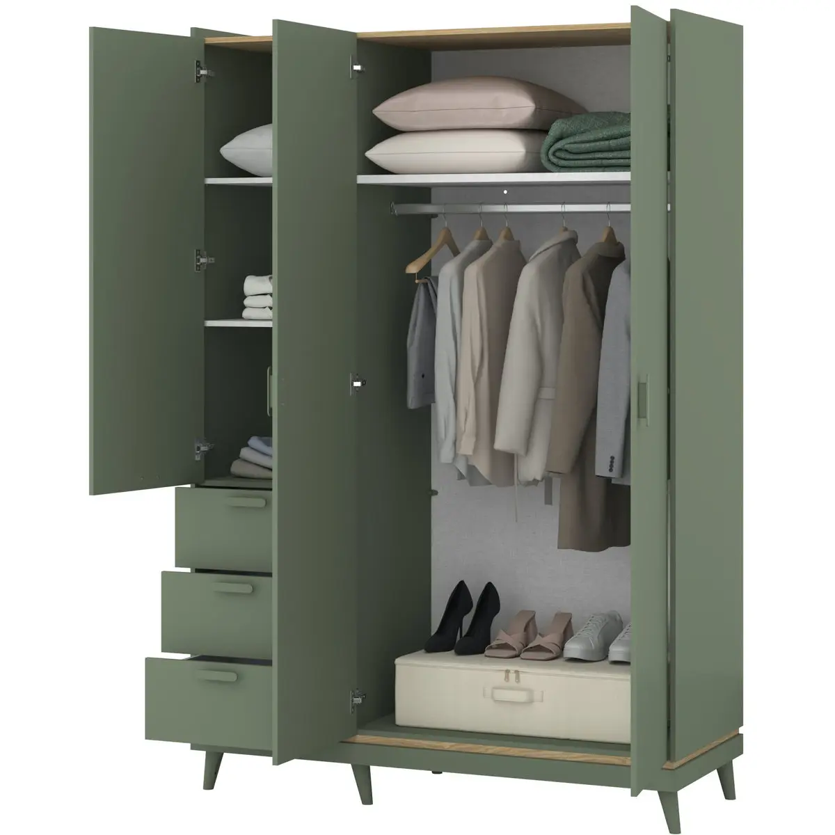 Шкаф Helvetia Scandi 24GDOH19 (Faded green/Oiled oak) - 4