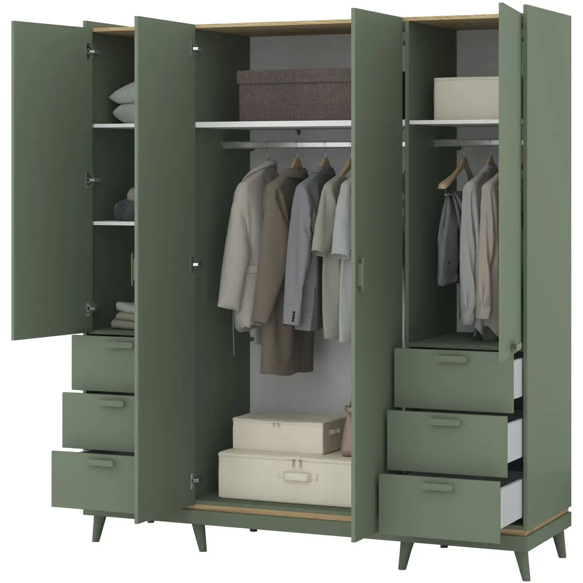 Шкаф Helvetia Scandi 24GDOH20 (Faded green/Oiled oak) - 4