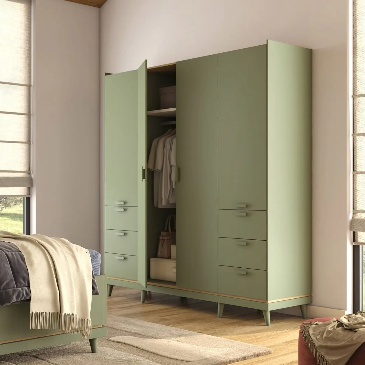 Шкаф Helvetia Scandi 24GDOH20 (Faded green/Oiled oak) - 6
