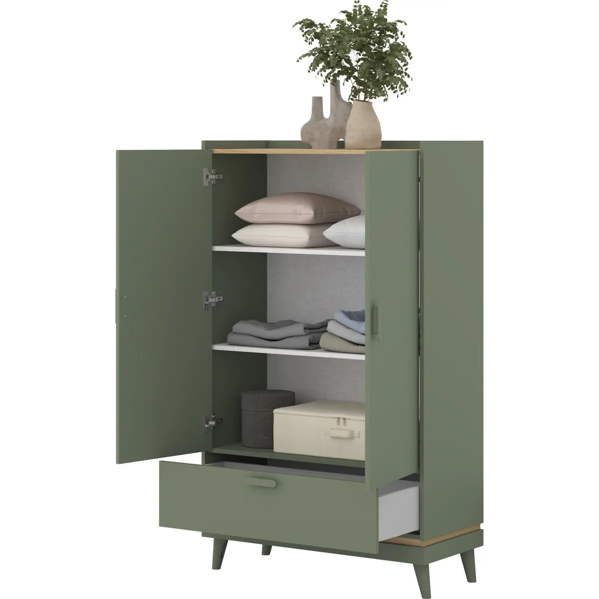 Шкаф Helvetia Scandi 24GDOH38 (Faded green/Oiled oak) - 5