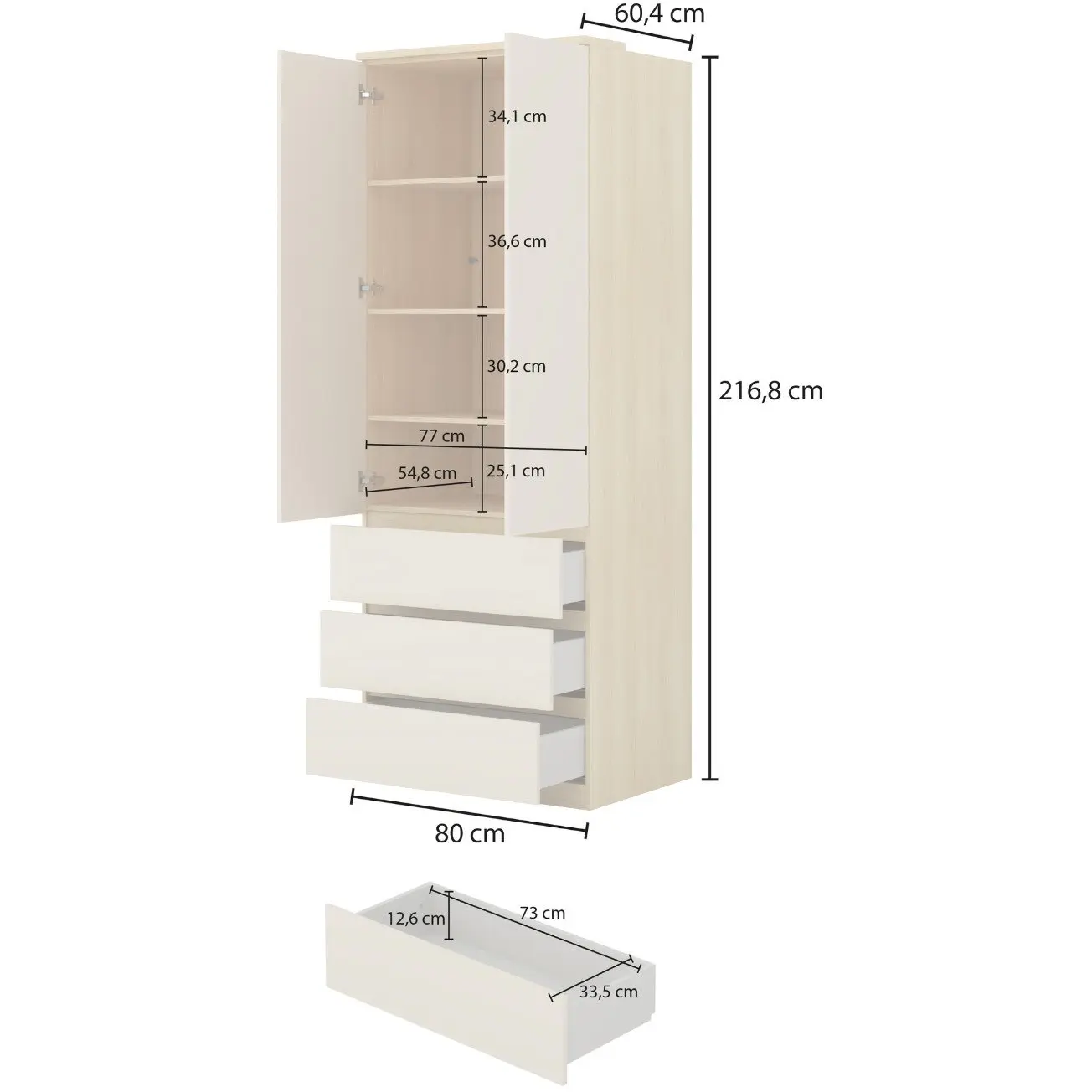 Dulap Helvetia Terra 24LBON68 (Lindberg Oak/Sand Beige) - 7