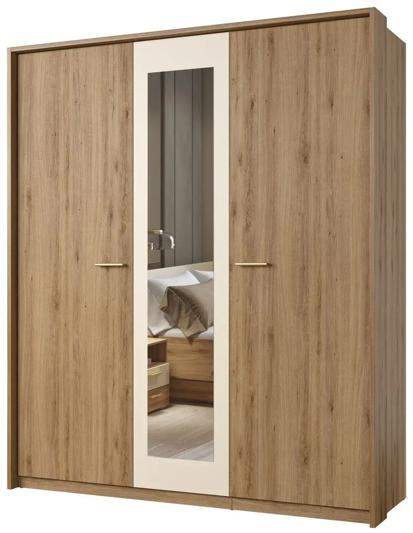 Dulap cu oglinda Helvetia Vertina 3D 179cm (Wild Oak/Beige) - 2