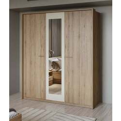 Dulap cu oglinda Helvetia Vertina 3D 179cm (Wild Oak/Beige)