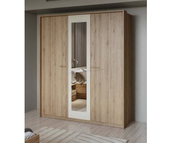 Шкаф с зеркалом Helvetia Vertina 3D 179 cm (Wild Oak/Beige)