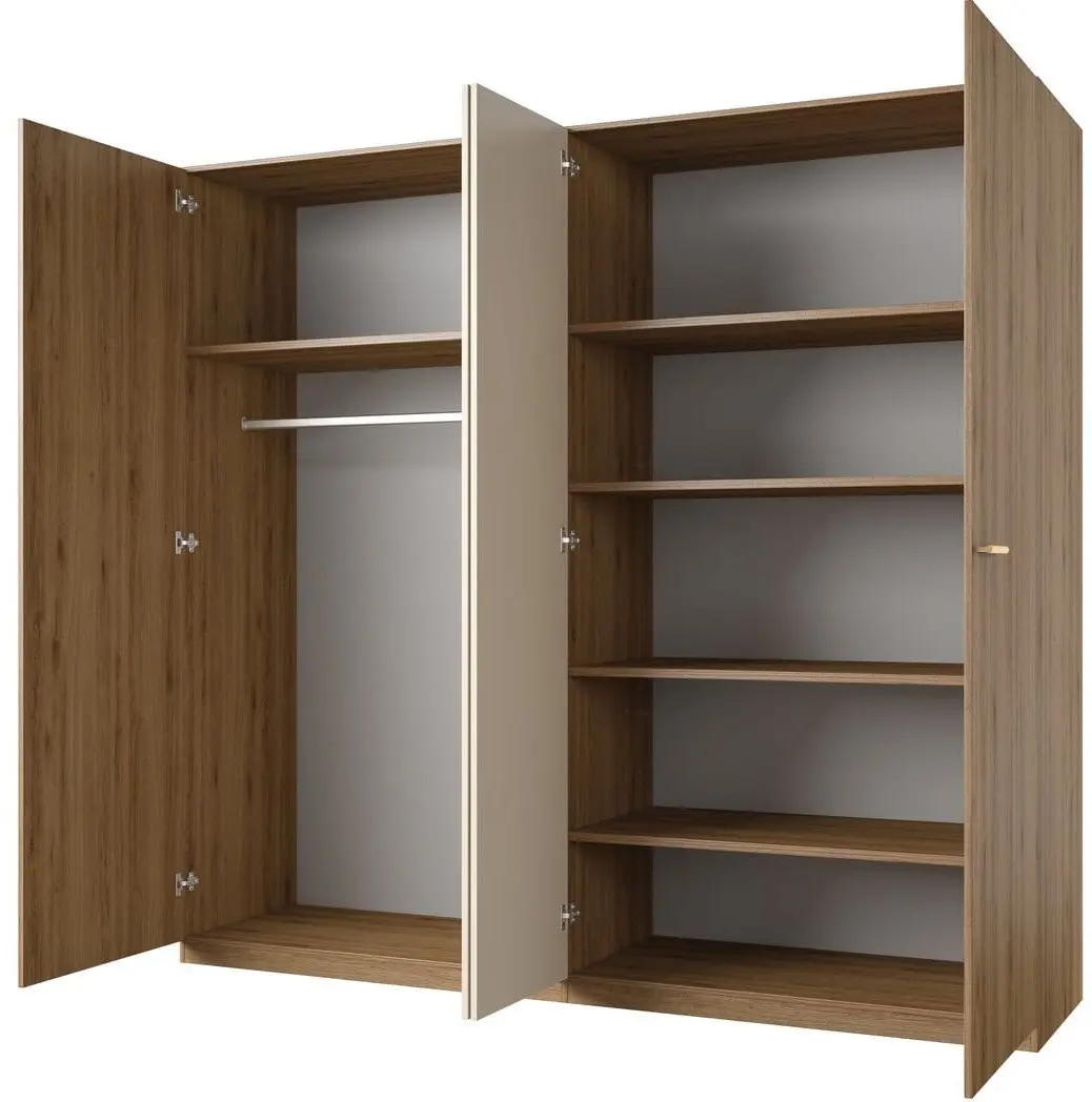 Шкаф с зеркалом Helvetia Vertina 4D (Wild Oak/Beige)