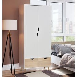 Dulap Homcom 831-290 80x40x180 cm (White/Natural Oak)