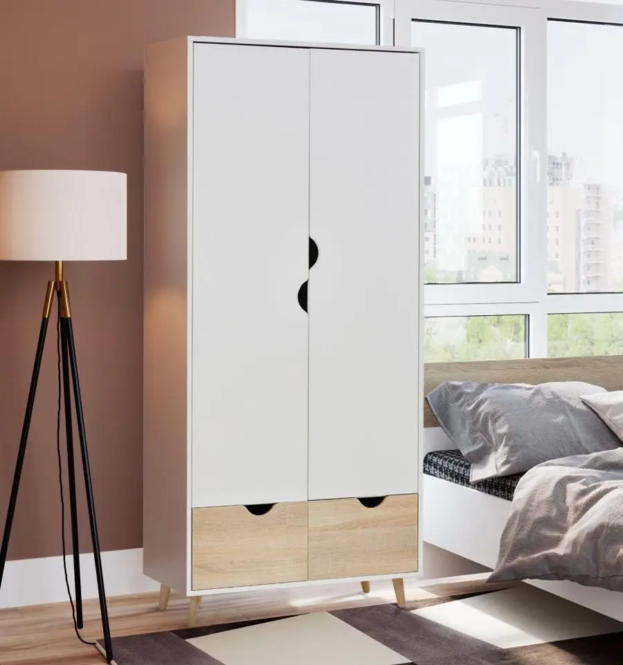 Dulap Homcom 831-290 80x40x180 cm (White/Natural Oak)