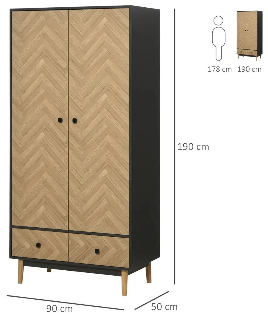 Шкаф Homcom 831-331 90x50x190 cm (Oak/Dark Grey)