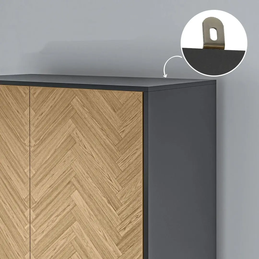 Шкаф Homcom 831-331 90x50x190 cm (Oak/Dark Grey)