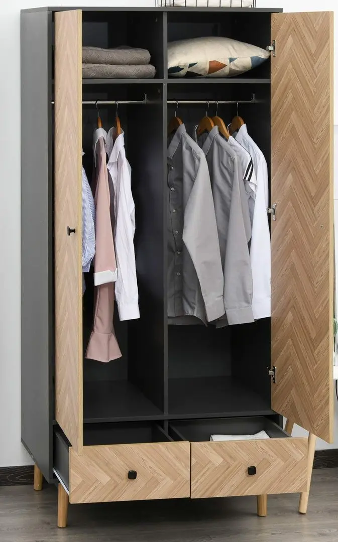 Шкаф Homcom 831-331 90x50x190 cm (Oak/Dark Grey)