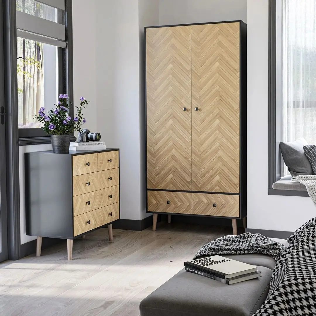 Шкаф Homcom 831-331 90x50x190 cm (Oak/Dark Grey)