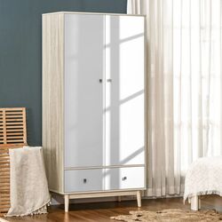 Dulap Homcom 831-331V00ND 90x50x190 cm (Natural Oak/White)