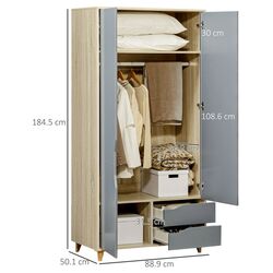 Dulap Homcom 831-531BN 88x50x184 cm (Grey/Brown/Natural Oak) Thumb