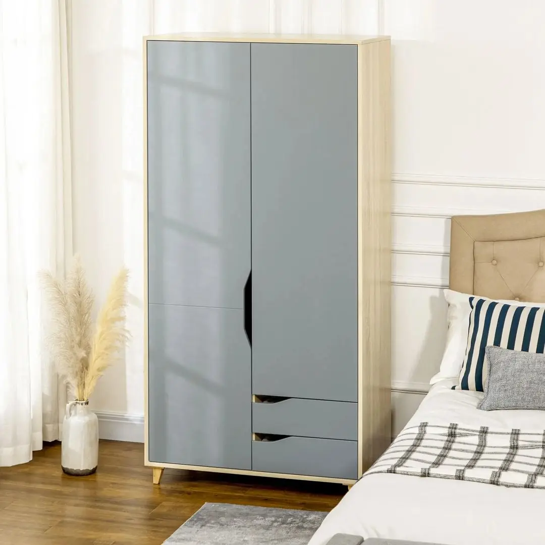 Dulap Homcom 831-531BN 88x50x184 cm (Grey/Brown/Natural Oak)