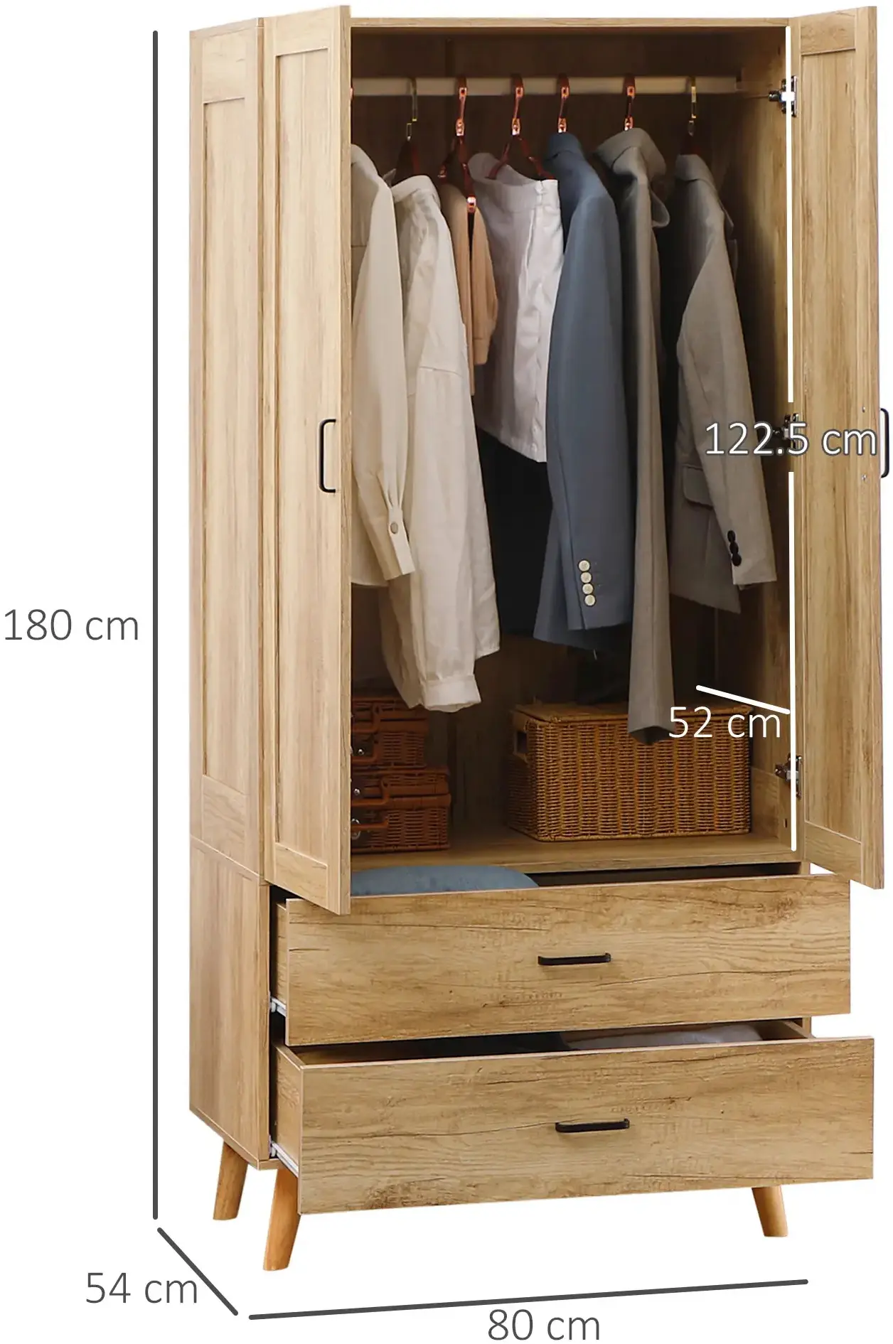 Шкаф Homcom 831-622V00ND 80x180x54 (Natural Wood) - 7