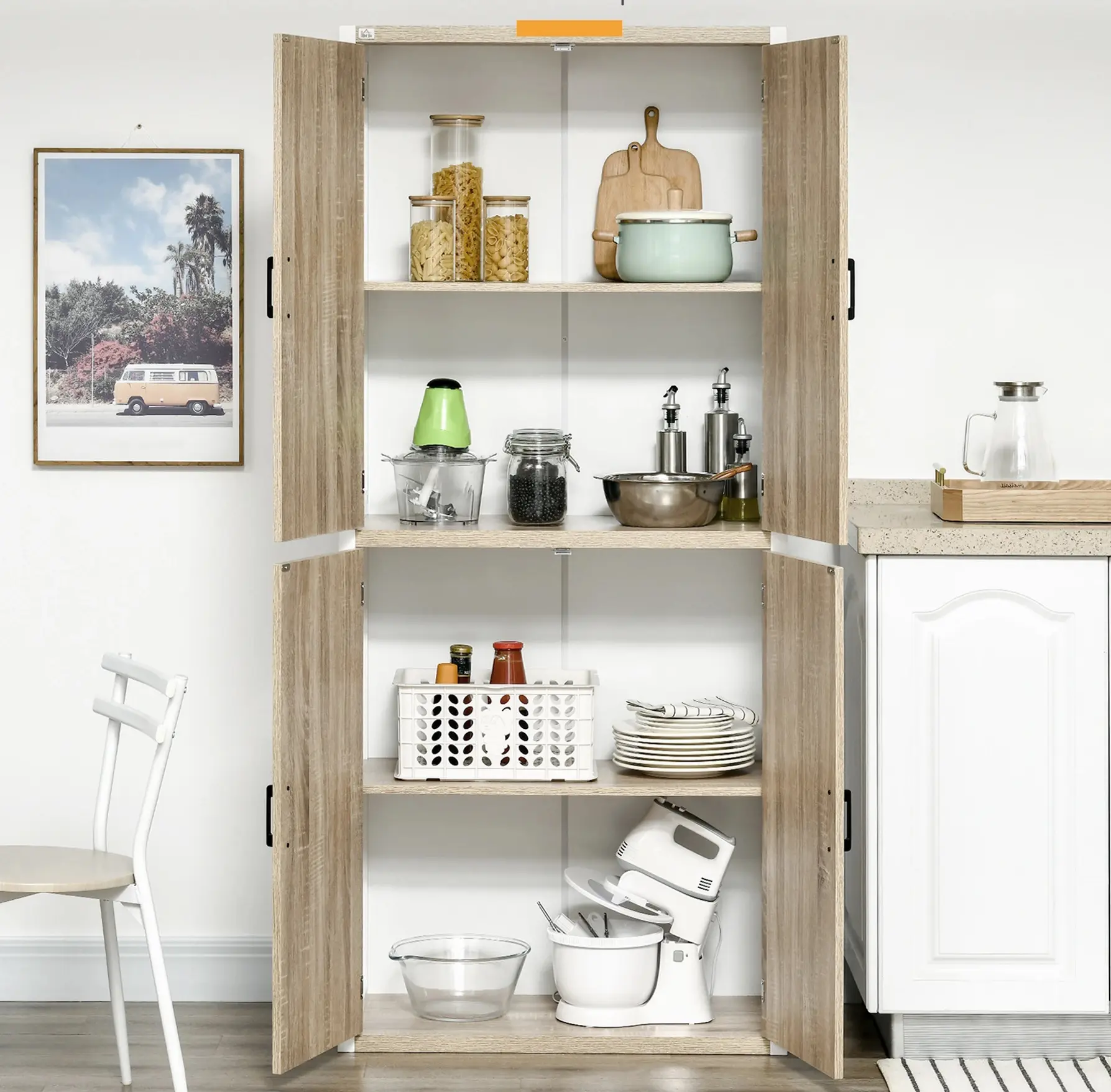 Dulap Homcom 835-631 (White/Natural) - 7