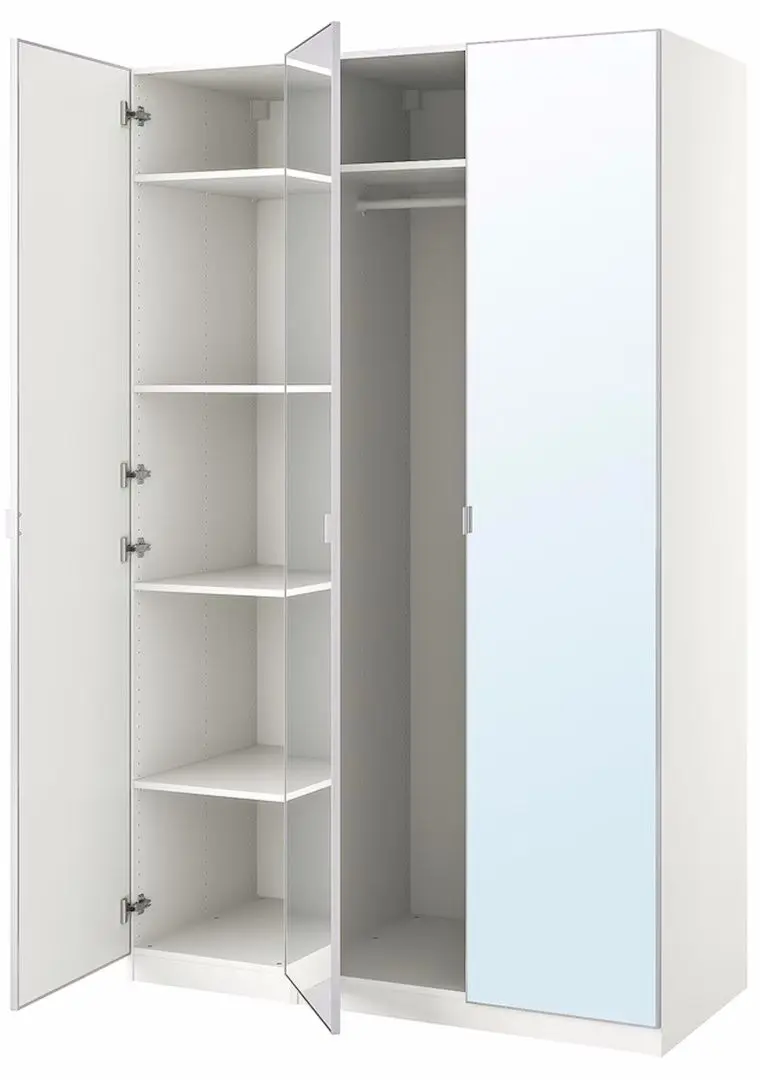 Dulap Ikea Pax/Aheim rafturi/bara/oglinda 150x60x236 (Alb)