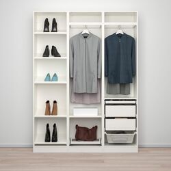 Dulap Ikea Pax/Bergsbo/Aheim rafturi/bare/coș/sertare 150x38x201 (Alb/Oglindă) Thumb