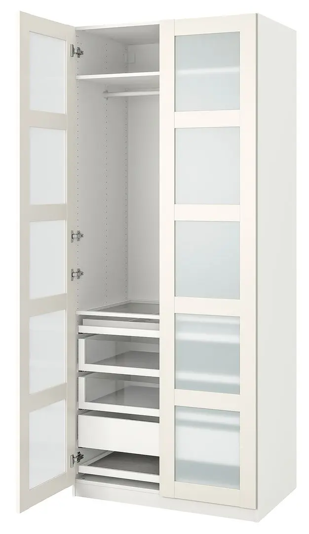 Dulap Ikea Pax/Bergsbo sticlă mată 100x60x236 (Alb)