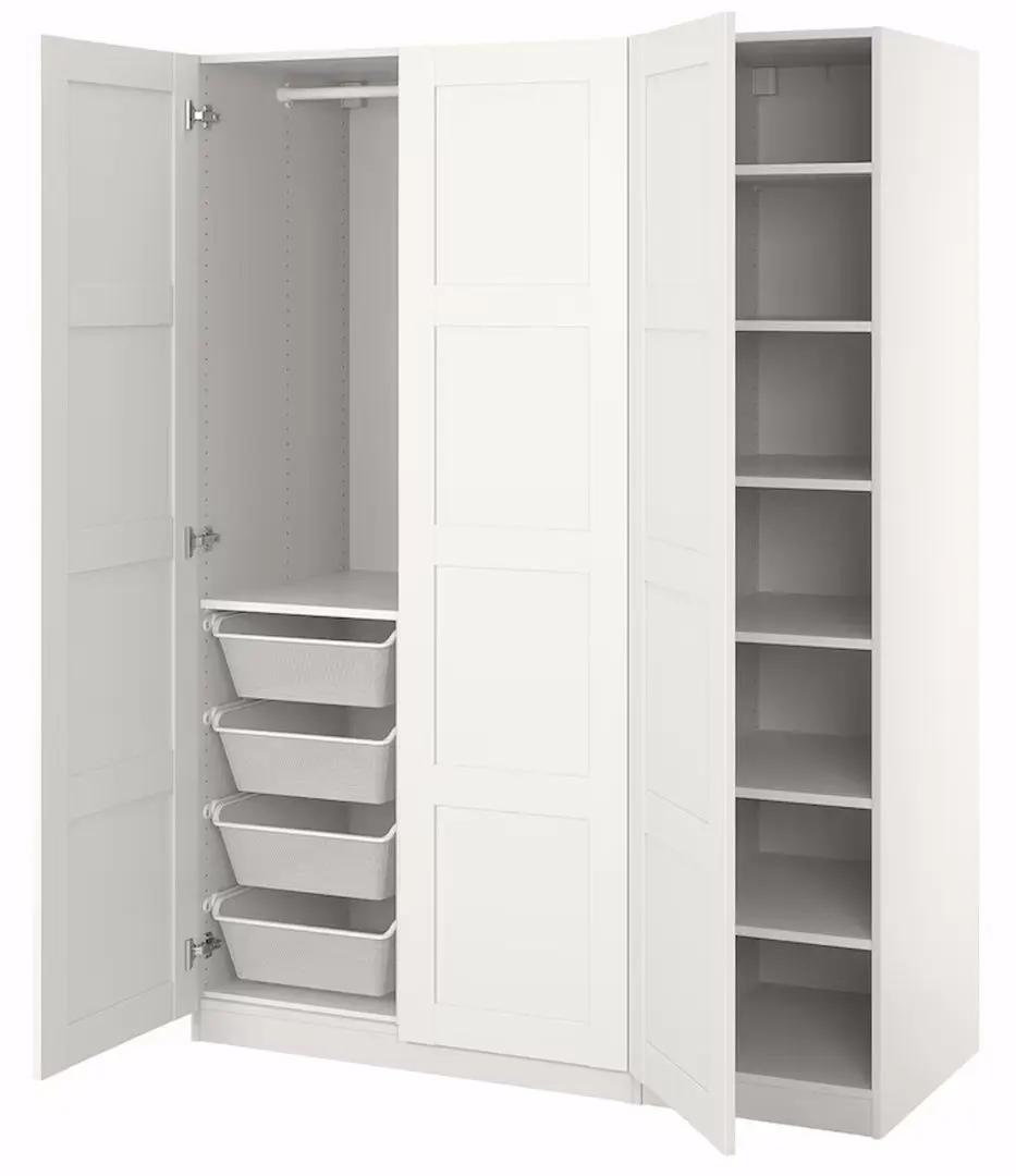 Dulap Ikea Pax/Bergsbo polite/bara/cosuri 150x60x201 (Alb)