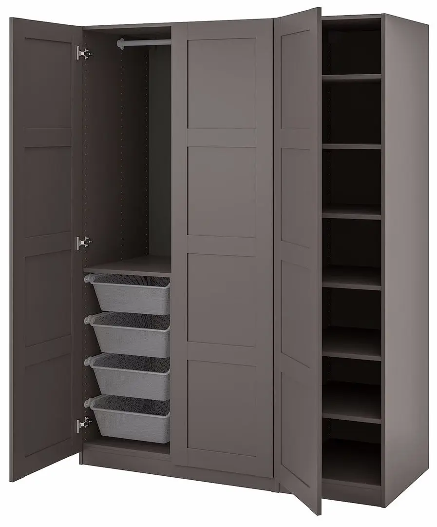 Dulap Ikea Pax/Bergsbo polite/bara/cosuri 150x60x201 (Gri Inchis)