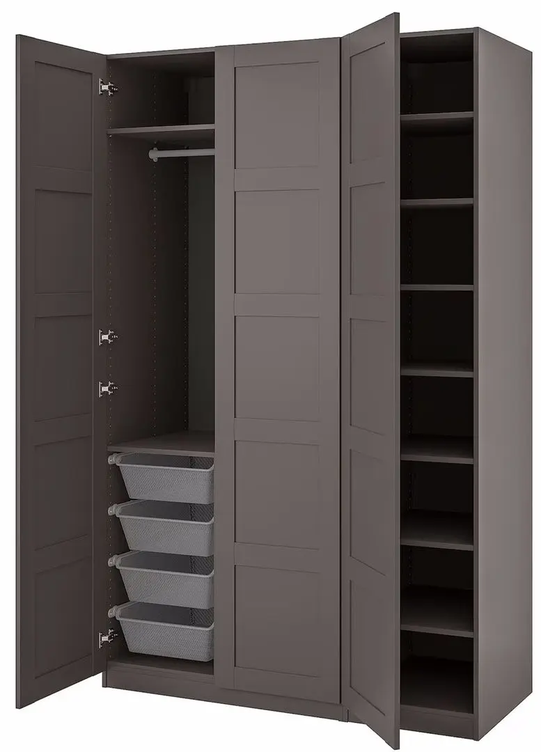 Dulap Ikea Pax/Bergsbo polite/bara/cosuri 150x60x236 (Gri Inchis)