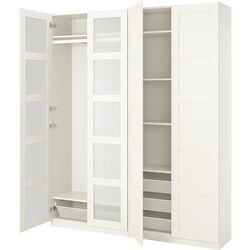 Dulap Ikea Pax/Bergsbo rafturi/bara/cosuri/sticla mata 200x38x236 (Alb) Thumb