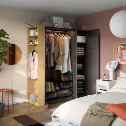 Dulap Ikea Pax/Bergsbo rafturi/bara/cosuri/etajera 170x60x201 (Gri inchis/Aspect Stejar) Thumb