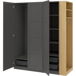Dulap Ikea Pax/Bergsbo rafturi/bara/cosuri/etajera 170x60x201 (Gri inchis/Aspect Stejar) Thumb
