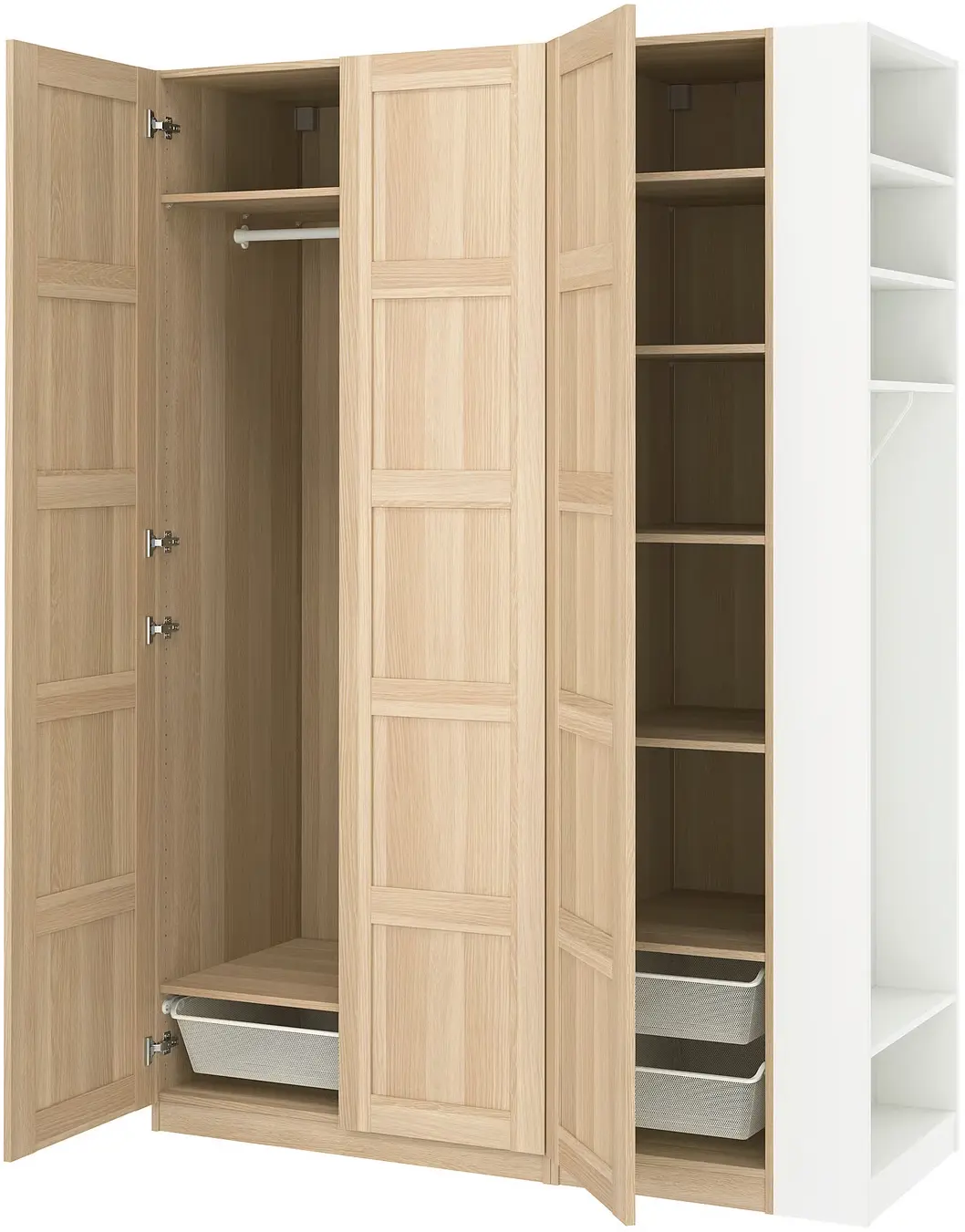 Dulap Ikea Pax/Bergsbo rafturi/bara/cosuri/etajera 170x60x236 (Aspect Stejar Antichizat/Alb) - 3