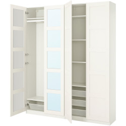 Dulap Ikea Pax/Bergsbo rafturi/bara/cosuri/elemente oglinda 200x38x236 (Alb) Thumb