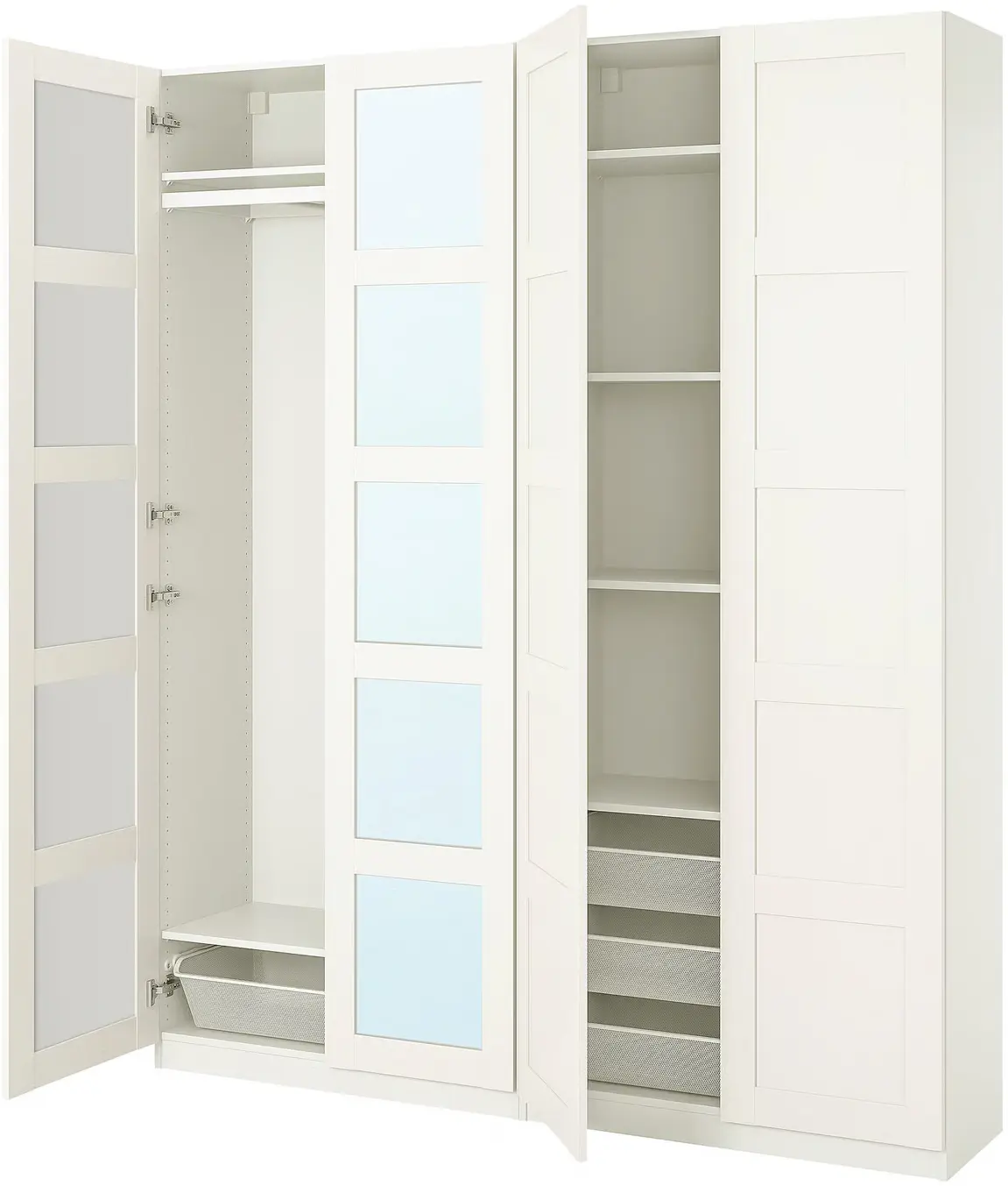 Dulap Ikea Pax/Bergsbo rafturi/bara/cosuri/elemente oglinda 200x38x236 (Alb) - 2