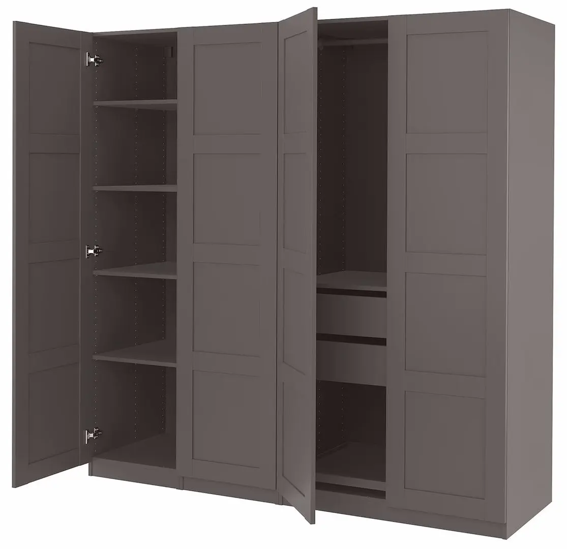 Dulap Ikea Pax/Bergsbo polite/bara/sertare 200x60x201 (Gri Inchis)