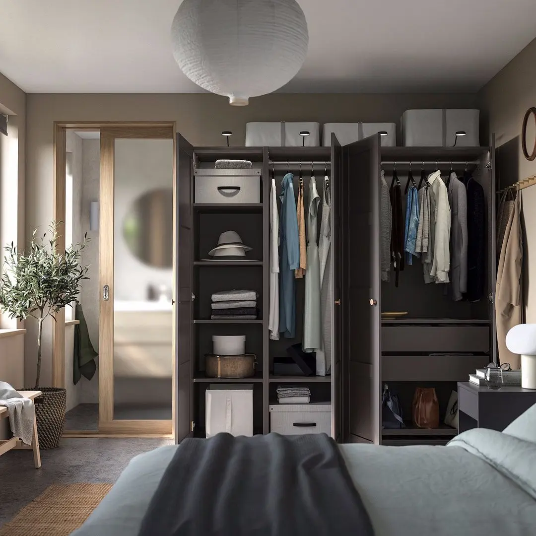 Dulap Ikea Pax/Bergsbo polite/bara/sertare 200x60x201 (Gri Inchis)