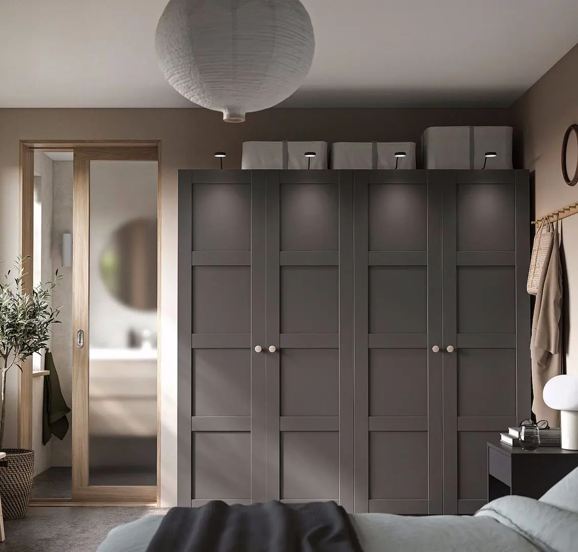 Dulap Ikea Pax/Bergsbo polite/bara/sertare 200x60x201 (Gri Inchis)