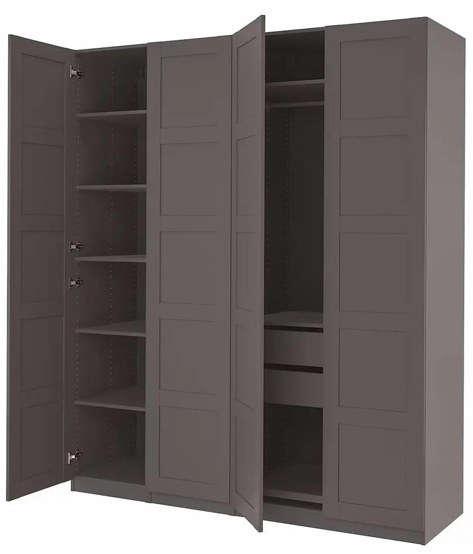 Dulap Ikea Pax/Bergsbo polite/bara/sertare 200x60x236 (Gri Inchis)