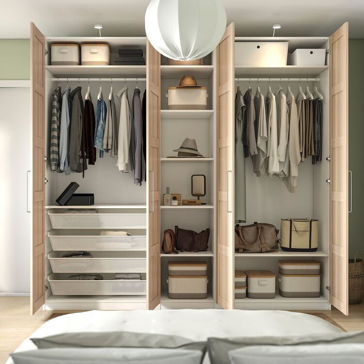 Шкаф Ikea Pax/Bergsbo полки/штанги/корзины 250x60x236 (Белый/Имитация ...