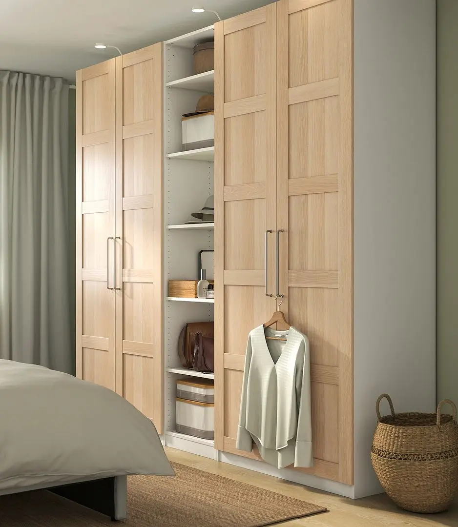 Dulap Ikea Pax/Bergsbo rafturi/bare/cosuri 250x60x236 (Alb/Aspect Stejar Albit)