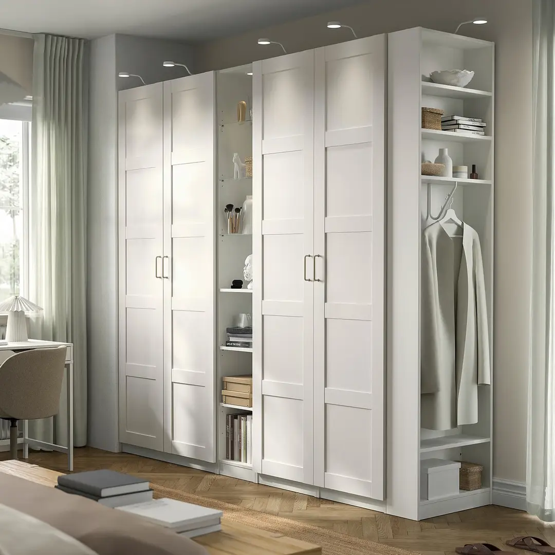 Dulap Ikea Pax/Bergsbo rafturi/bare/sertare/cos/etajere 255x60x236 (Alb)