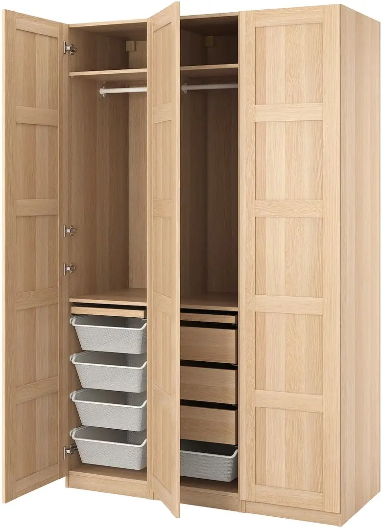 Dulap Ikea Pax/Bergsbo rafturi/bare/sertare/cosuri 150x60x236 (Aspect Stejar Antichizat)